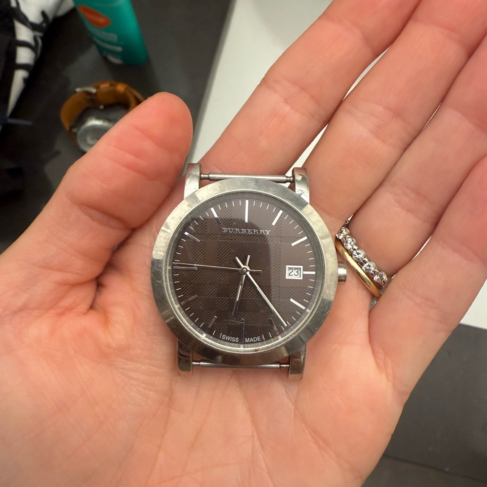 Burberry Silver Watch with Black Dial